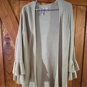 Alya Cream Ruffled Sleeve Cardigan